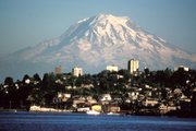 Mount Rainier with Tacoma in foreground